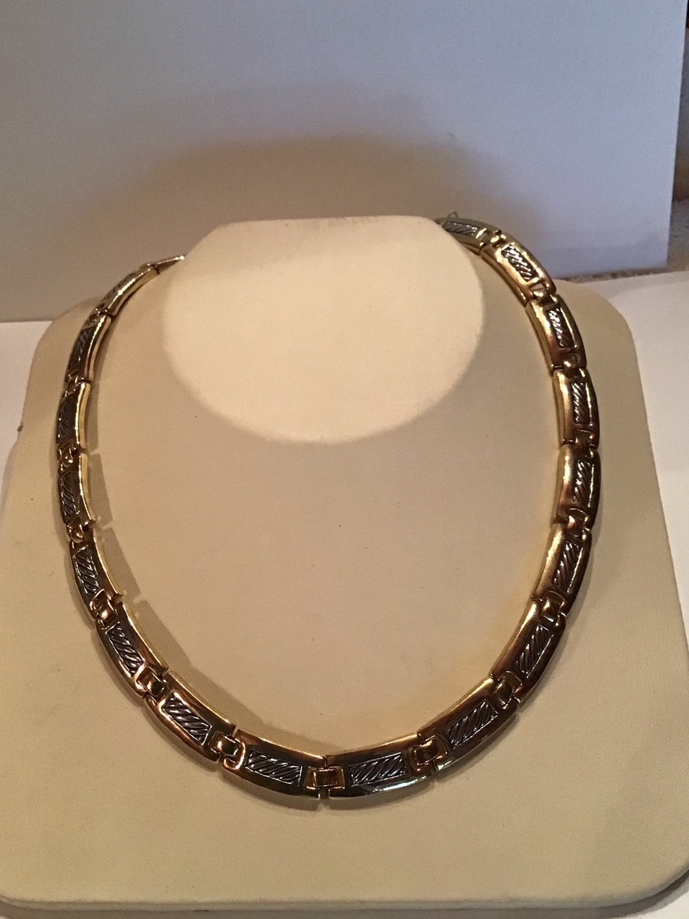 Two-Tone Gold Linked Choker Necklace, New